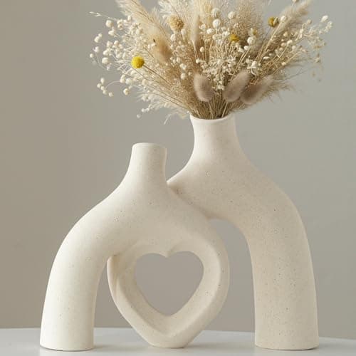 Lvases Modern Ceramic Vase, Snuggle Heart-Shaped Abstract Sculpture Vases