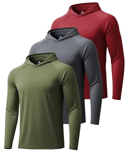 ZITY Sun Hoodie Mens Fishing Shirts for Men with Hood UPF 50+ Long Sleeve UV Protection Hooded Shirts for Mens Shirts 3 Pack