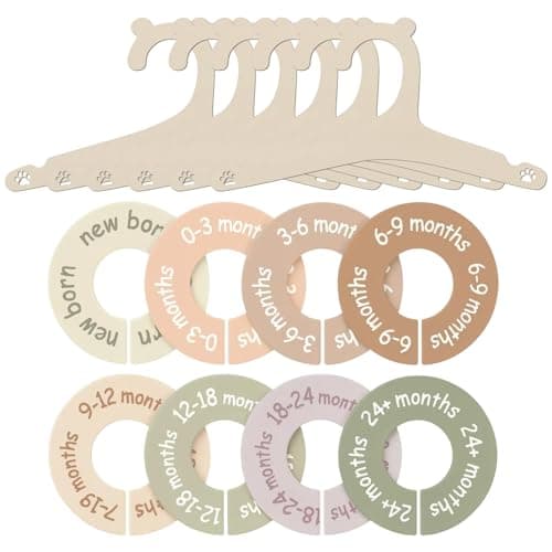ZHLKHIOP 14 Pieces Baby Clothes Dividers Set with 8 Baby Closet Dividers,nd 6 Cat Paw Hangers, Plastic Baby Size Closet Dividers for Nursery Organization