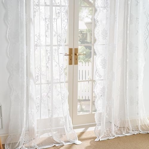 NICETOWN Floral Sheer Lace Curtains Window Drapes for Bedroom Living Room