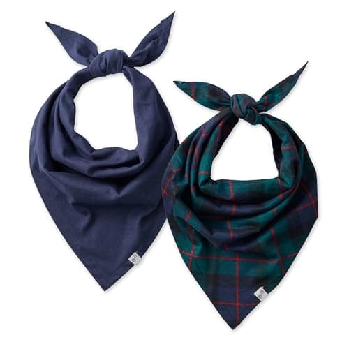 Pet Passion Bandit - THE PET Bandana 100% Organic Cotton Pet Bandanas Clothes for Small, Medium, Large Dogs​​, 2-Pack Black Watch Plaid, X-Small/Small