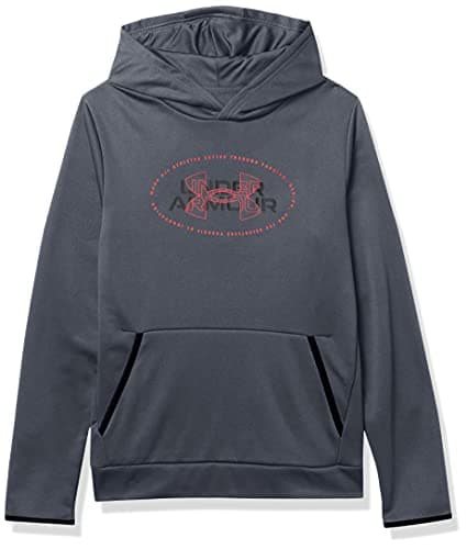 Under Armour Boys' Armour Fleece Mission Hoodie, Pitch Gray (012)/Beta, Youth Small