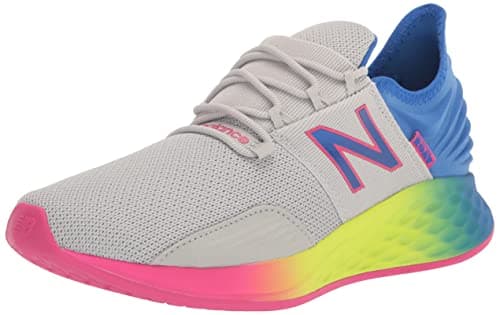 New Balance Kid's Fresh Foam Roav V1 Lace-up Running Shoe Running Shoe, Light Aluminum/Cobalt, 3.5 Wide Big Kid