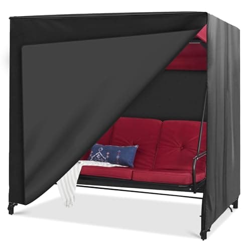 Outdoor Swing Cover Triple Seater Hammock Cover for Porch Swing Canopy Glider Chair and Other Patio Furniture Covers All Weather Protection (Black, 87L x 60W x72H)