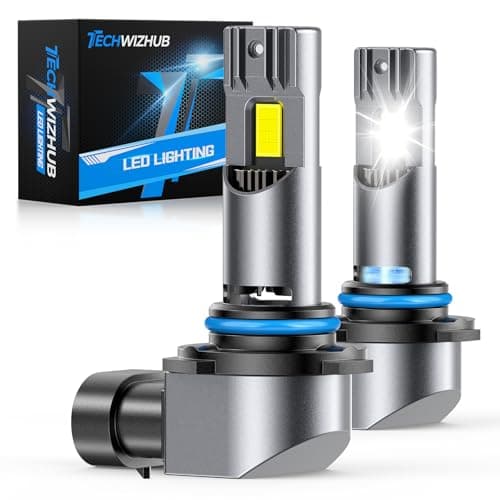 TechWizHub 9005/HB3 LED Bulbs, 24000LM Bright 6500K Cool White 9005 Fog Lights, 1:1 Halogen Size, 50000H Lifespan with Cooling Fan No Shadows Bulbs, IP68 Waterproof, Plug and Play, Pack of 2