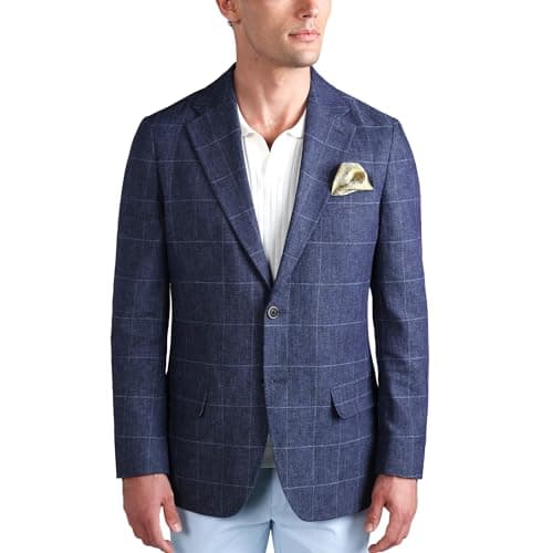 Haggar J.M Premium Linen Windowpane Tailored Fit Sport Coat Chambray