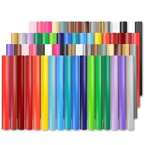 Lya Vinyl 65 Pack Permanent Vinyl, Self Adhesive Vinyl Sheets for Cutting Machine, Permanent Outdoor Sheets for Party Decoration, Sticker, DIY Mug, Car Decal