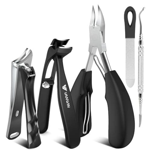 VANWIN Toenail Clippers for Thick Toenails for Seniors, Heavy Duty Wide Jaw Large Toe Nail Clippers for Thick Nails for Men, Angled Head & 45° Sharp Slanted Ingrown Toenail Clippers Set Black