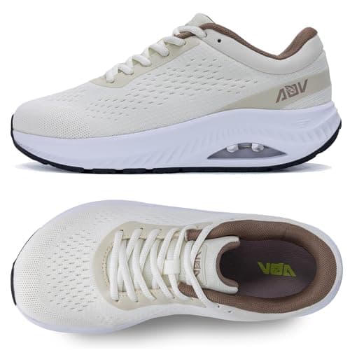 GyeBea Wide Toe Box Shoes Women Arch Support Walking Sneakers Orthotic Tennis Shoes for Plantar Fasciitis Bunions Beige Size 7