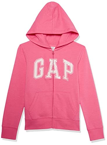 GAP Girls Logo Hoodie Zip Sweatshirt, Pink Jubilee Nylon on, Large US