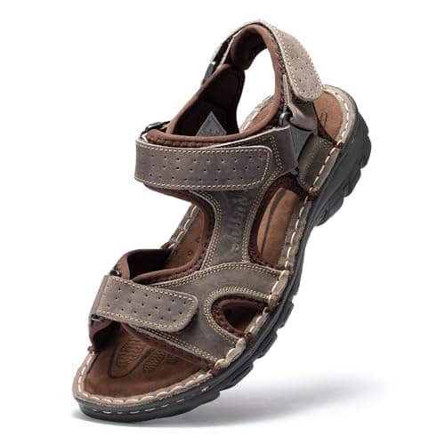 Arkbird Men's Sandals Genuine Leather Open Toe Sandal Summer Outdoor Beach Fisherman Sport Hiking Sandals