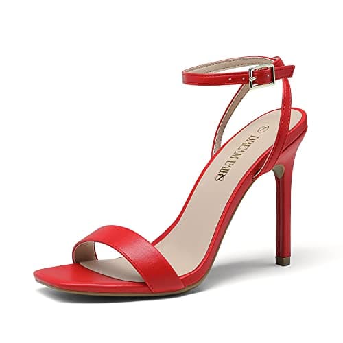 DREAM PAIRS Red Heels Women?s High Stilettos Sexy Open Toe Dress Shoes Ankle Strappy Wedding Party Club Dance Pumps Sandals Size 5 US SDHS2214W
