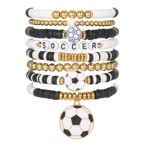 Ytuaebni 2026 World Soccer Cup Stretch Beaded Bracelets, Soccer Fan Gifts with Football Charms, Stackable Sports Jewelry for USA Mexico Canada Argentina Brazil Fans, Unisex Gifts for Women and Men