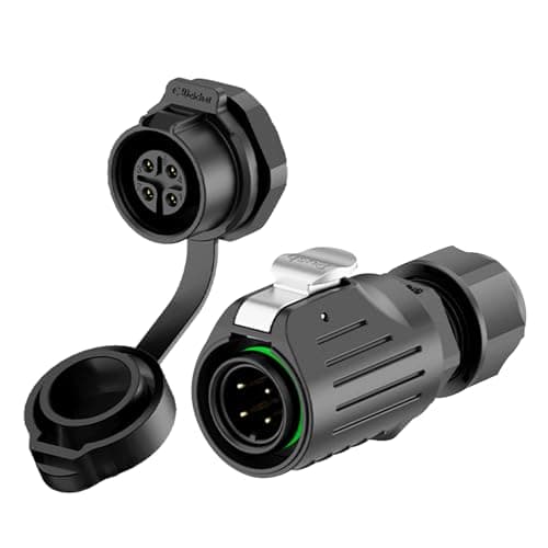 E-WeiChat EW-LP16 Industrial Waterproof Connector IP68 Quickly Plugging Aviation Connector PBT Plastic Shell Circular Connector Fast Release Electrical Connector M16 2-9 Pin Thread Socket (4 Pin)