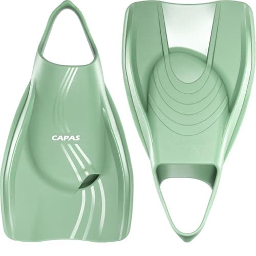 CAPAS Pro Swim Training Fins with Mesh Bag, Silicone Short Professional Swimming Fins, Left-Right Customized Open Heel Flippers