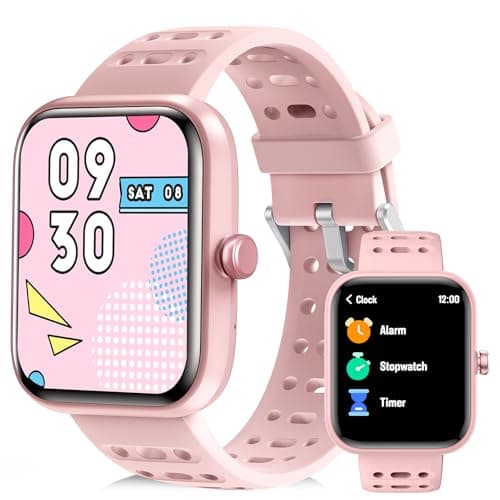 ENOMIR Smart Watch for Kids Gifts, Kids Smartwatches with Fitness Monitor, Alarm Clock Reminder & Activities Track, Lovely Digital Watch with Custom Design & Puzzle Games, Girls Birthday Pink