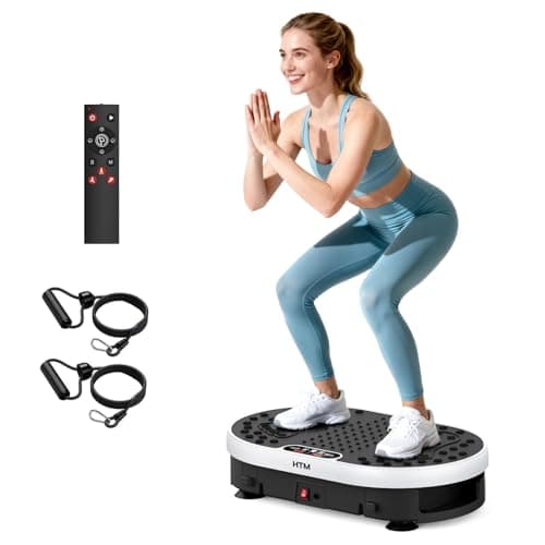 HTM Vibration Plate Exercise Machine, 9 Modes & 120 Speeds, Body Shake Plate with Resistance Bands Slot & Remote Control, Shake Board for Weight Loss Fat Burner Home Fitness Workout