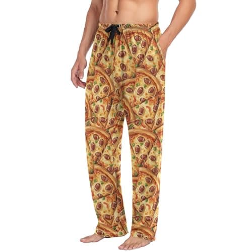 SUABO Football Pizza Pattern Pajama Pants Men's Lounge Pants Bottoms Sleep Drawstring with Pockets