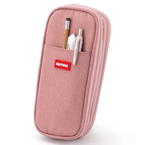 EASTHILL Big Capacity Pencil Case Large Pencil Pouch Stationery Pen Bag for Teen Girls-Deep Pink
