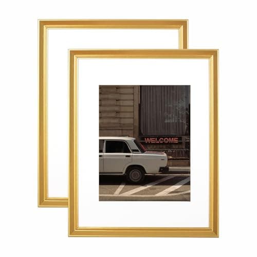 Scholartree 11x14 Picture Frame Gold 2 Pack, Display 11x14 without Mat or 8x10 with Mat, Wall Gallery Photo Frames