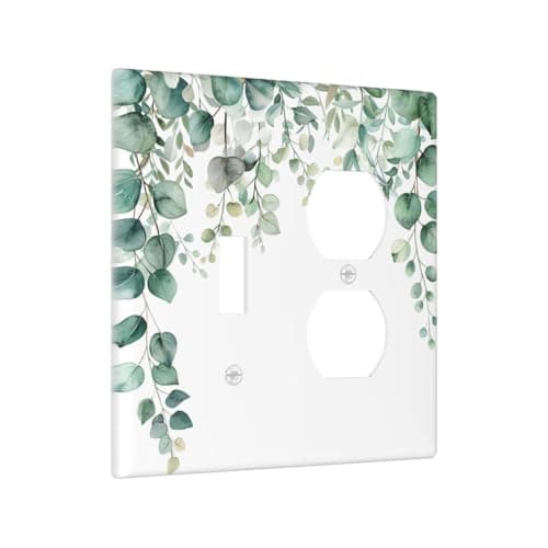 Lolreai Outlet Covers Sage Green Plant Eucalyptus Leaf Leaves 2 Gang Decorative Switch Plates 1 Toggle Duplex Combo Light Switch Cover GFCI Electrical Wall Plates for Bathroom Home Decor