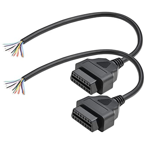 iKKEGOL Pack of 2 1ft Feet 30cm/12 16 Pin J1962 OBD OBDII OBD2 Female Connector Car Diagnostic Extension Cable Cord Pigtail DIY Mobley Adapter x 2"