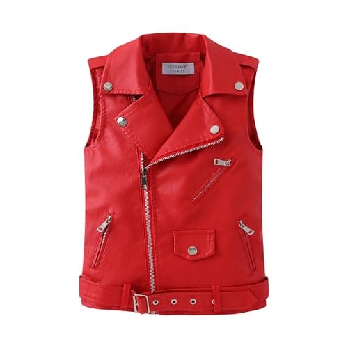ELUCKFACE Kids Boys Girls Womens Faux Leather Motorcycle Vest Joker Style Biker Parent-Child Matching Dress Coat 3+Years Red 3-4Years Old