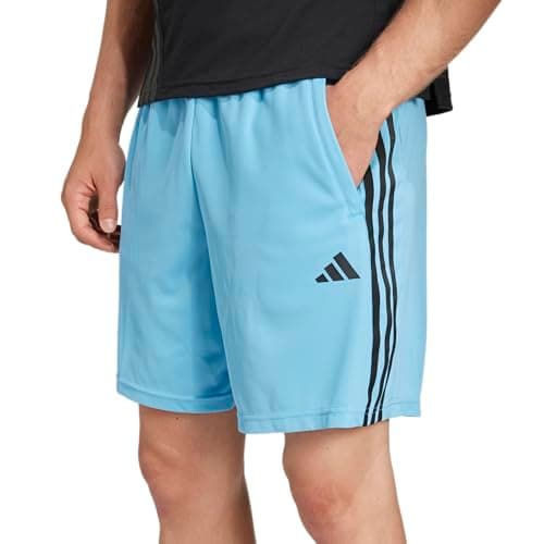Adidas Men's Train Essentials Pique 3-Stripes Shorts, Semi Blue Burst/Black, X-Small