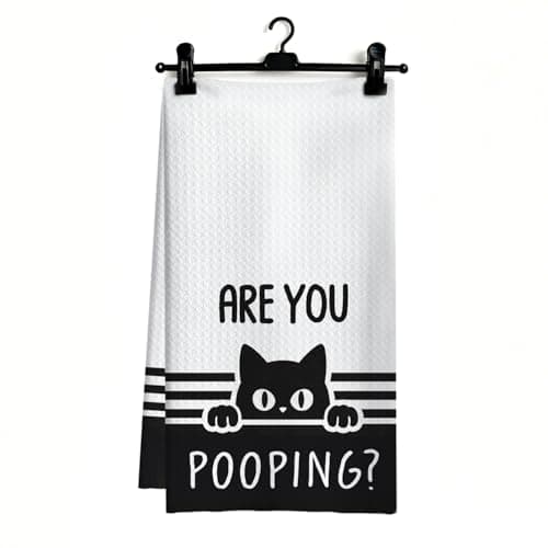Ghoaoivo Funny Cat Kitchen Towels, are You Pooping Black Cat Print Decorative Hand Towels for Washroom Restroom Toilet Decor, Gifts for Cat Lovers Women Men, 16x24 Inch