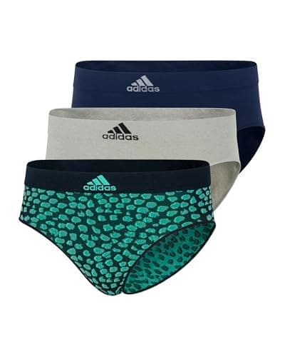 adidas Women's Seamless Brief Underwear Multipack, Blue Spotted/Heather Grey/Night Indigo, Small