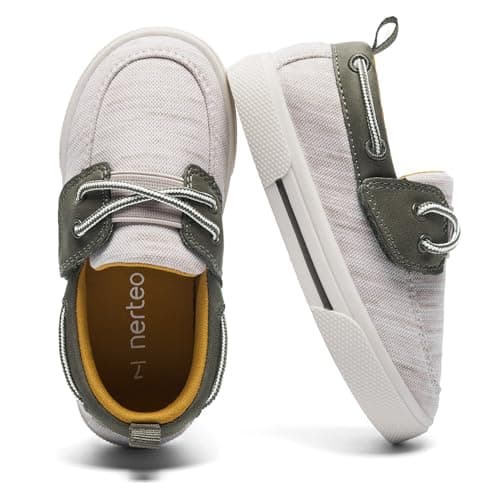 nerteo Toddler Dress Shoes Boys Slip on Casual Sneakers Kids Baby Girls Loafers for Wedding Church Walnut 7 US Toddler