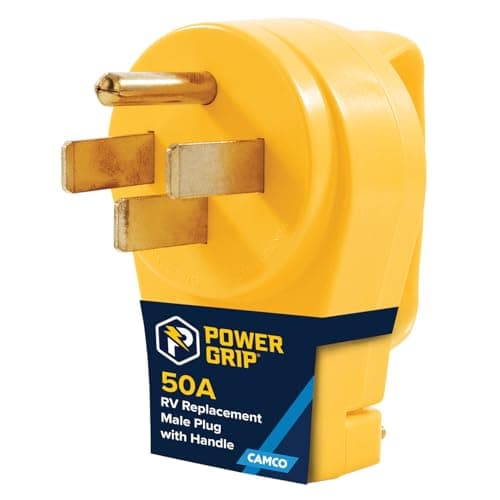 Camco Power Grip 50 Amp RV Power Cord Replacement Plug - Easy to Install