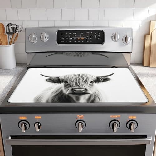 Stove Top Covers,Highland Cow Rubber Flat RV Range Stovetop Protector,Prevents Scratching, Expands Usable Space 28.5'' x 20.5''