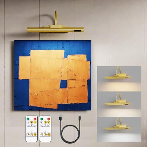 EAYOYAE 13.8inch Battery Operated Wireless Picture Light，Remote Control Painting Display Lights, Rechargeable Wall Lights with Three Modes and Power Display for Art Frame