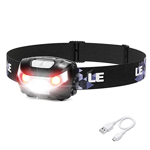 Lepro LED Headlamp Rechargeable IPX4 Waterproof Headlight 5 Modes - Black
