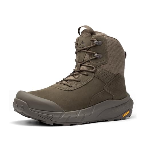 NORTIV 8 Men's Waterproof Military Tactical Hiking Work Boots Leather Motorcycle Combat Lightweight Non-Slip Boots for Men 8 Inches,Size 14,Coffee-9 Inches,NMUMMT2506