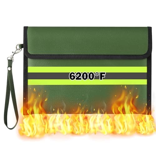 GQIRIL Fireproof Waterproof Document Bag - 6200°F Water Resistant Fire Proof Money Bag, 9 Layers of Heat Insulated Storage with Zipper and Lock, 11.8"x8.3" Portable Files Safe Pouch for Cash Passport
