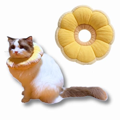 Pawcratean Adjustable Comfy Flower Style Elizabeth Collar for Cats Puppies Soft Recovery Cone Pet Protective Neck Collar (Yellow, Small)
