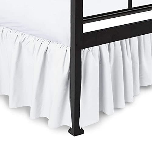 Ruffled Bed Skirt White Queen Bed Skirt – Hotel-Quality Ruffles for Queen Beds with 15" Drop – Queen Bedskirt with Platform 100% Microfiber Bed Skirts with Corner Split (White)