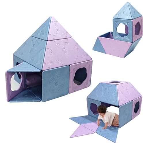 Asweets 18-Piece Magnetic Fort Building Kit, Lightweight Panels with Built-in Magnets, Giant Modular Playhouse Panels for 3+ Kids