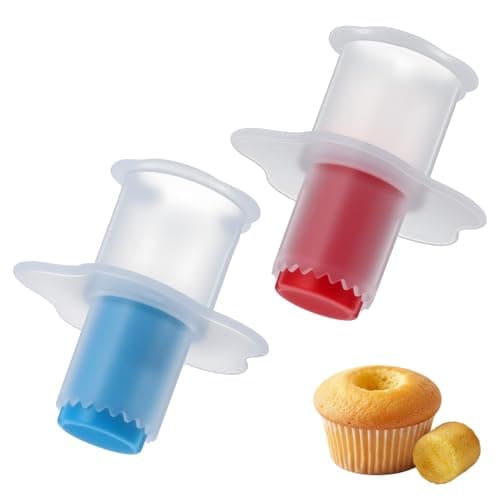 2Pcs Cupcake Corer, Cupcake Filler Tool for Muffin Cake Pastry, Pastry Divider Fruit and Vegetable Pitter Tool for Home and Kitchen (Red,Blue)