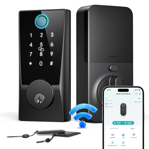 WiFi Smart Lock for Front Door, Built-in WiFi Deadbolt with Fingerprint & Keypad, Remote Unlock, Temporary Guest Codes, Auto Lock, Alexa Compatible, No Hub Required