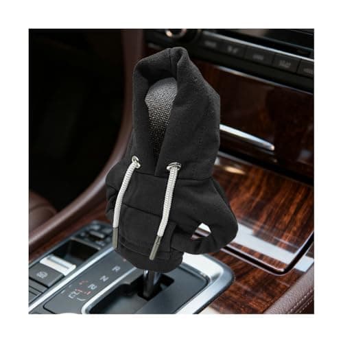 Ywdiml Car Gear Shift Hoodie, Mini Funny Fashionable Hooded Clothing Vehicle Gear Shift Knob Cover Stick Protector, Cute Automotive Shifter Decoration, Universal for SUV Sedan Truck (Black)