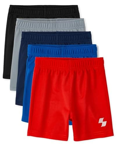 The Children's Place,Baby-Boys,and Toddler Boys' Athletic Basketball Shorts,Black/Tidal/Red/Blue/Gray 5-Pack,5 Years