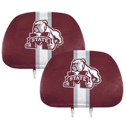 FANMATS 62058 Mississippi State Bulldogs Printed Head Rest Cover Set - 2 Pieces