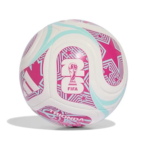 Adidas Unisex-Adult World Cup Soccer Ball, White/Flash Aqua/Shock Pink, 3