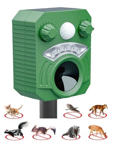 Ultrasonic Repellers Devices with Motion Sensor,Outdoor Repellent Cat Deer Squirrel Raccoon Deterrent Rabbit Coyote Skunk Armadillo Animal Scare Pest Control