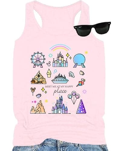 Tank Top Women Tshirts World Traveler Shirt Casual Summer Graphic Tee Pink