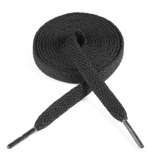 GOPRTECT 1 Pair Flat Shoe Laces for Sneakers, 54" Shoelaces for Sneakers, 5/16” Wide Athletic Shoelaces for Replacement (Black)