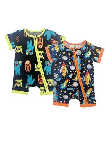 Bow Dream Baby Girl Romper 2 pack Bamboo Rayon Baby Clothes Baby Boy Short Sleeve Jumper One-Piece Rompers Summer 1-3 Months